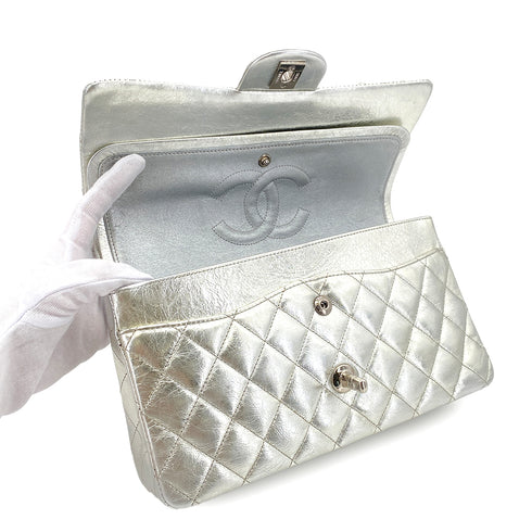 CHANEL VINTAGE MATELASSE CHAIN SHOULDER BAG SILVER LEATHER 90307026 - PURPOSE