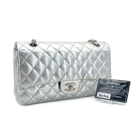 CHANEL VINTAGE MATELASSE CHAIN SHOULDER BAG SILVER LEATHER 90307026 - PURPOSE