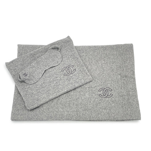 CHANEL COCOMARK BLANKET EYE MASK SET GRAY CASHMERE WOOL 90307029 - PURPOSE