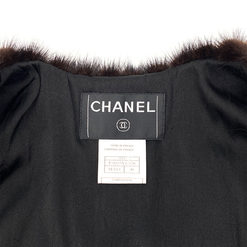 CHANEL MINK FUR TWEED JACKET BLACK WOOL 40 03A RTW 90307030 - PURPOSE