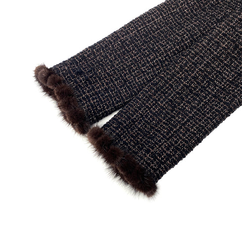 CHANEL MINK FUR TWEED JACKET BLACK WOOL 40 03A RTW 90307030 - PURPOSE