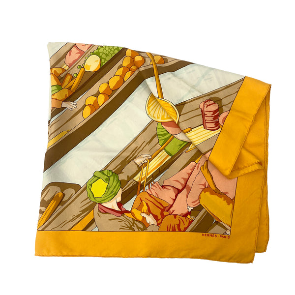 HERMES CARRE 90 MARCHE FLOTTANT DU LAC INLE II SCARF SILK MULTICOLOR 90307035 - PURPOSE