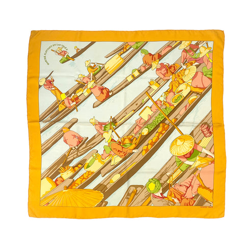 HERMES CARRE 90 MARCHE FLOTTANT DU LAC INLE II SCARF SILK MULTICOLOR 90307035 - PURPOSE