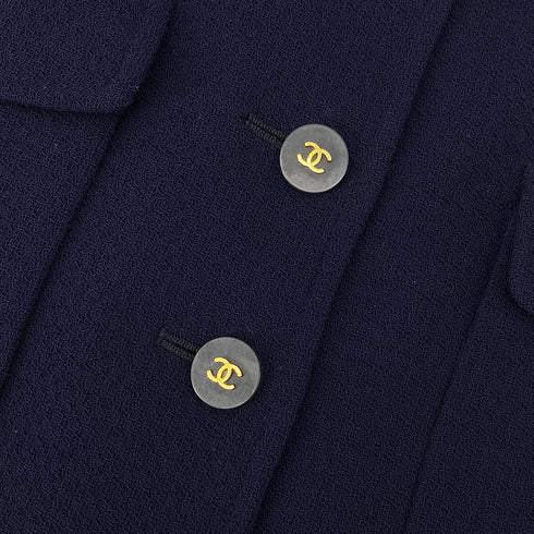 CHANEL VINTAGE COCO BUTTON LONG COAT NAVY WOOL 38 94A RTW 90307036 - PURPOSE