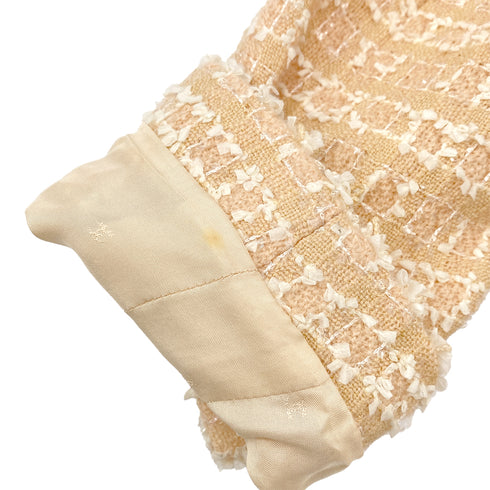 CHANEL VINTAGE COCO BUTTON JACKET SKIRT SET BEIGE TWEED 38 95C RTW 90307037 - PURPOSE