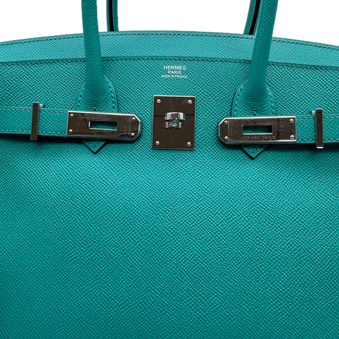 HERMES BIRKIN 30 BLUE PAON VEAU EPSOM HAND BAG 2016 X PALLADIUM HARDWARE 90307207