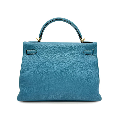 HERMES KELLY 32 RETOURNE BLUE JEAN TOGO HAND SHOULDER BAG □G GHW 90307209 - PURPOSE