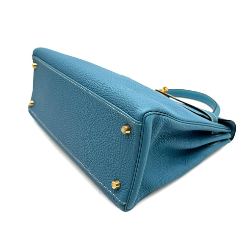 HERMES KELLY 32 RETOURNE BLUE JEAN TOGO HAND SHOULDER BAG □G GHW 90307209 - PURPOSE