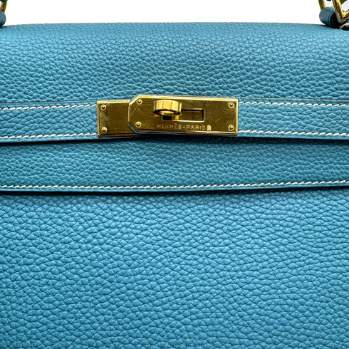 HERMES KELLY 32 RETOURNE BLUE JEAN TOGO HAND SHOULDER BAG □G GHW 90307209 - PURPOSE