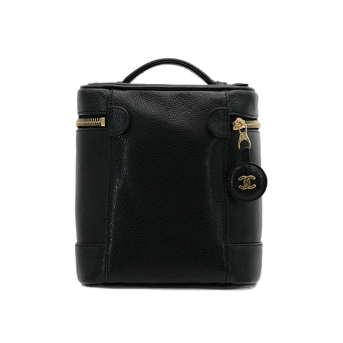 CHANEL VINTAGE VANITY HAND BAG BLACK CAVIAR SKIN 90307210 - PURPOSE