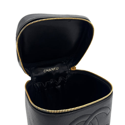 CHANEL VINTAGE VANITY HAND BAG BLACK CAVIAR SKIN 90307210 - PURPOSE