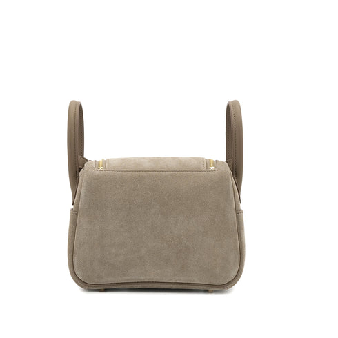 HERMES LINDY MINI 20 ETOUPE GRIS CAILLOU VEAU SWIFT GRIZZLY SHOULDER BAG W GHW 90307211