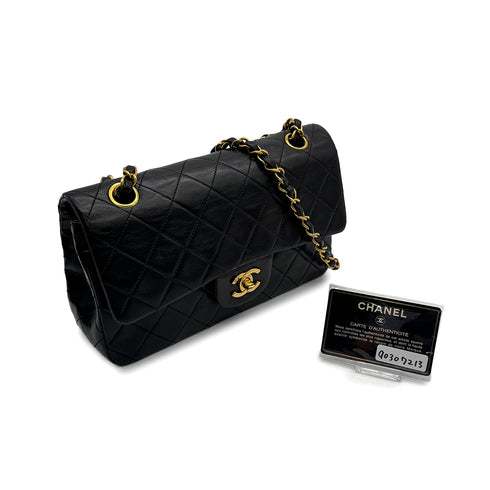 CHANEL VINTAGE CLASSIC FLAP SMALL CHAIN SHOULDER BAG BLACK LAMB SKIN 90307213 - PURPOSE