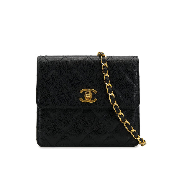 CHANEL VINTAGE MATELASSE CHAIN SHOULDER BAG BLACK CAVIAR SKIN 90307216 - PURPOSE