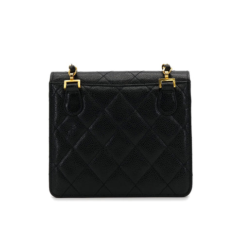 CHANEL VINTAGE MATELASSE CHAIN SHOULDER BAG BLACK CAVIAR SKIN 90307216 - PURPOSE