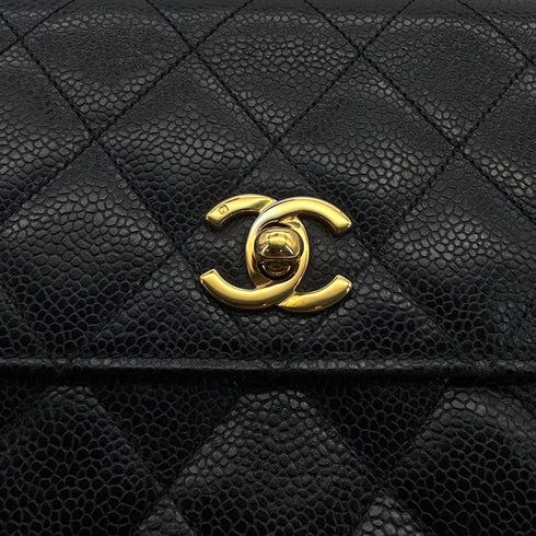 CHANEL VINTAGE MATELASSE CHAIN SHOULDER BAG BLACK CAVIAR SKIN 90307216 - PURPOSE