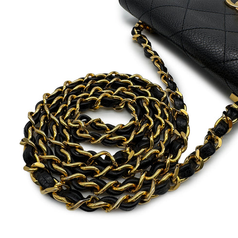 CHANEL VINTAGE MATELASSE CHAIN SHOULDER BAG BLACK CAVIAR SKIN 90307216 - PURPOSE