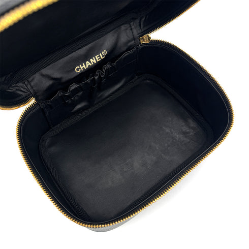 CHANEL VINTAGE VANITY HAND BAG BLACK CAVIAR SKIN 90307217 - PURPOSE