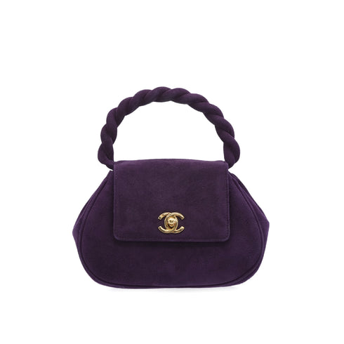CHANEL VINTAGE TURN LOCK HAND BAG PURPLE SUEDE 90307218 - PURPOSE