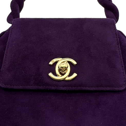 CHANEL VINTAGE TURN LOCK HAND BAG PURPLE SUEDE 90307218 - PURPOSE