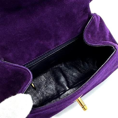 CHANEL VINTAGE TURN LOCK HAND BAG PURPLE SUEDE 90307218 - PURPOSE
