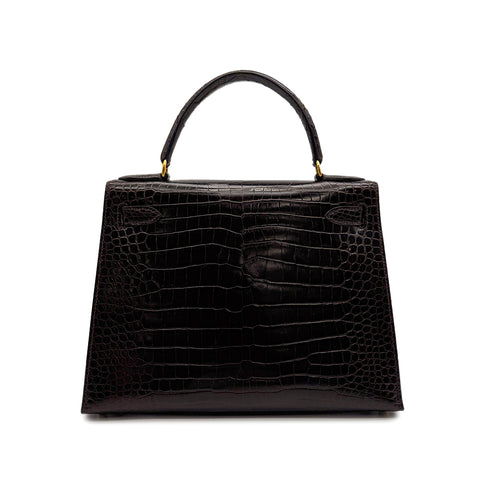 HERMES KELLY 28 SELLIER COCAON CROCODILE POROSUS HAND SHOULDER BAG 〇Y GHW 90307219 - PURPOSE