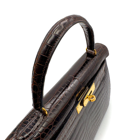 HERMES KELLY 28 SELLIER COCAON CROCODILE POROSUS HAND SHOULDER BAG 〇Y GHW 90307219 - PURPOSE