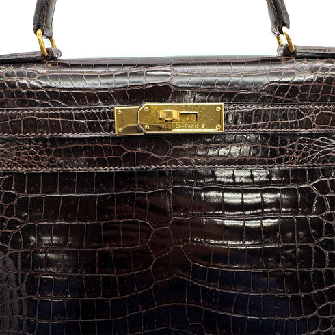 HERMES KELLY 28 SELLIER COCAON CROCODILE POROSUS HAND SHOULDER BAG 〇Y GHW 90307219 - PURPOSE