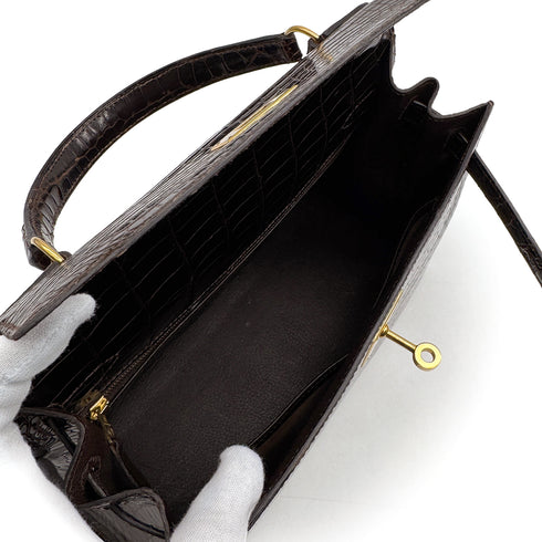 HERMES KELLY 28 SELLIER COCAON CROCODILE POROSUS HAND SHOULDER BAG 〇Y GHW 90307219 - PURPOSE