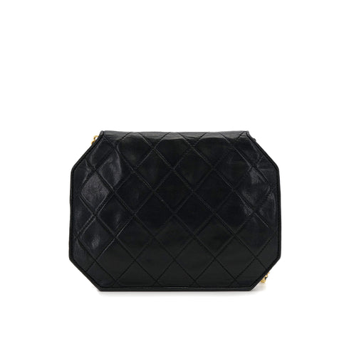 CHANEL VINTAGE MATELASSE OCTAGON CHAIN SHOULDER BAG BLACK LAMB SKIN 90307220 - PURPOSE