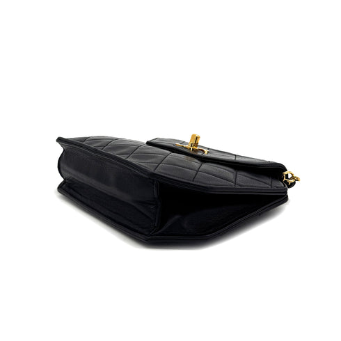 CHANEL VINTAGE MATELASSE OCTAGON CHAIN SHOULDER BAG BLACK LAMB SKIN 90307220 - PURPOSE