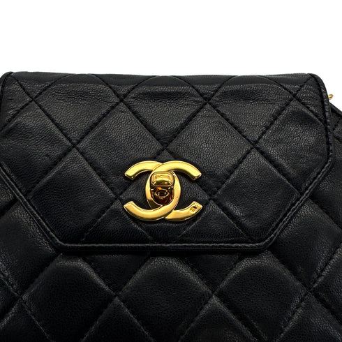 CHANEL VINTAGE MATELASSE OCTAGON CHAIN SHOULDER BAG BLACK LAMB SKIN 90307220 - PURPOSE