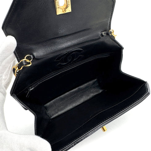 CHANEL VINTAGE MATELASSE OCTAGON CHAIN SHOULDER BAG BLACK LAMB SKIN 90307220 - PURPOSE