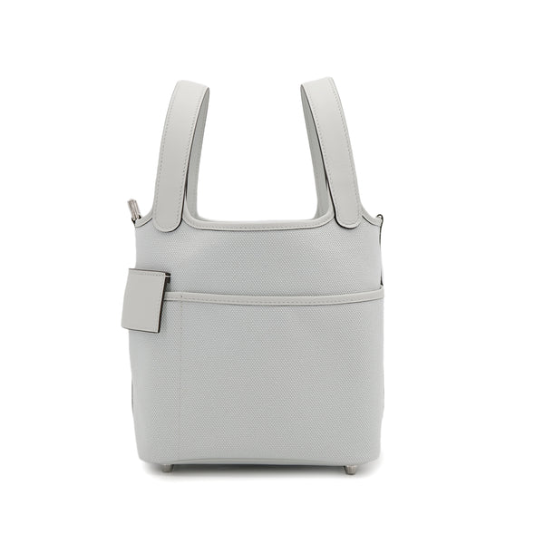 HERMES PICOTIN LOCK 18 PM CARGO POCKET GRIS PLATINE TOILE GOELAND VEAU SWIFT W PHW 90307362 - PURPOSE