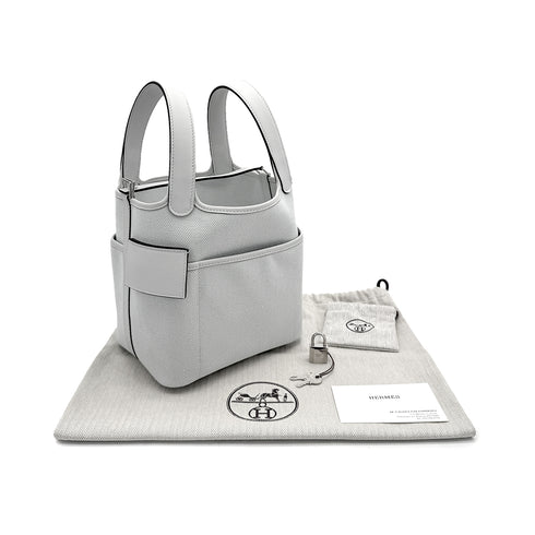 HERMES PICOTIN LOCK 18 PM CARGO POCKET GRIS PLATINE TOILE GOELAND VEAU SWIFT W PHW 90307362 - PURPOSE