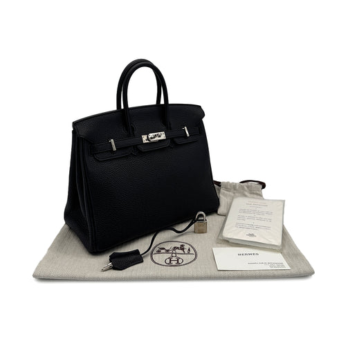 HERMES BIRKIN 25 BLACK TOGO HAND BAG T PHW 90307363 - PURPOSE