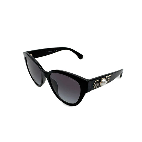 CHANEL VINTAGE SUNGLASSES COCOMARK FAUX PEARL CAMELLIA BLACK EYEWEAR 90307364 - PURPOSE