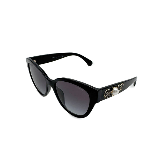 CHANEL VINTAGE SUNGLASSES COCOMARK FAUX PEARL CAMELLIA BLACK EYEWEAR 90307364 - PURPOSE