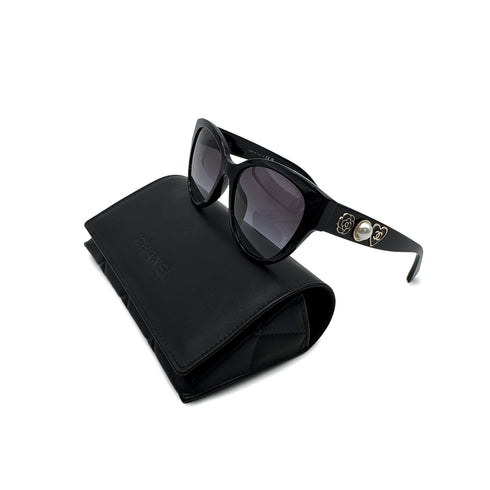 CHANEL VINTAGE SUNGLASSES COCOMARK FAUX PEARL CAMELLIA BLACK EYEWEAR 90307364 - PURPOSE