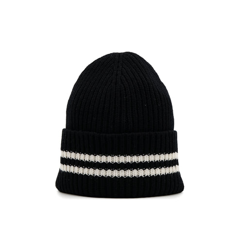 CHANEL KNIT HAT LOGO BLACK WHITE CASHMERE RTW 90307366