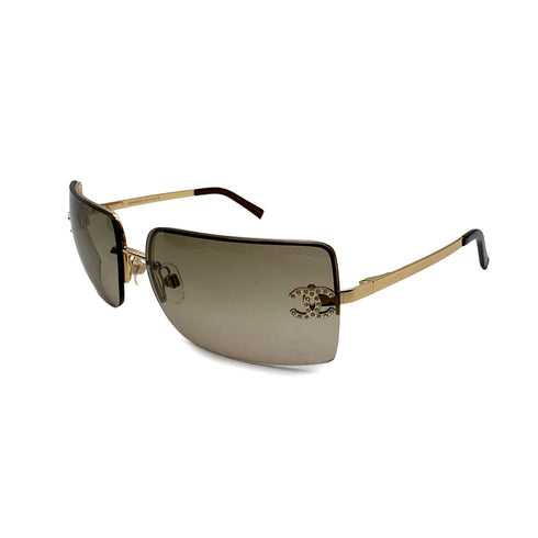 CHANEL SUNGLASSES COCOMARK RHINESTONE BROWN GOLD EYEWEAR 90307367 - PURPOSE