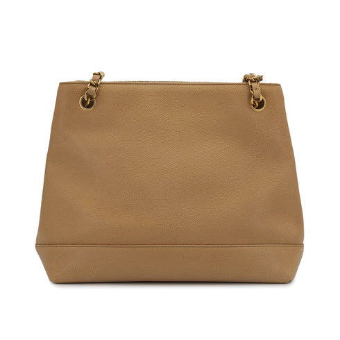 CHANEL VINTAGE BIG COCO CHAIN SHOULDER BAG BEIGE CAVIAR SKIN 90307374 - PURPOSE