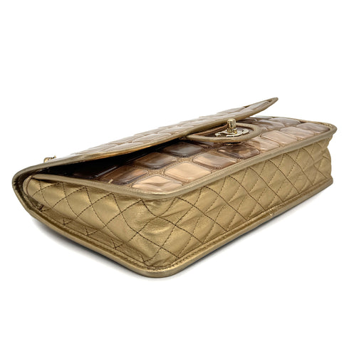 CHANEL VINTAGE ICE CUBE CHAIN SHOULDER BAG GOLD VIMYL LAMB SKIN 90307376 - PURPOSE