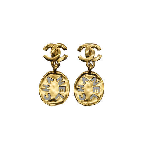 CHANEL VINTAGE EARRINGS COCOMARK LOGO GOLD ACCESSORY 90307377 - PURPOSE