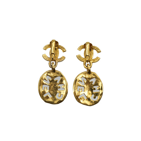 CHANEL VINTAGE EARRINGS COCOMARK LOGO GOLD ACCESSORY 90307377 - PURPOSE