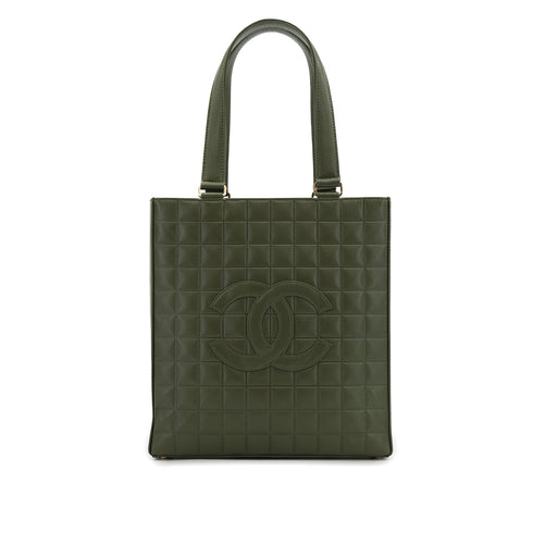 CHANEL VINTAGE COCOMARK CHOCOLATE BAR TOTE BAG KHAKI LAMB SKIN 90307378 - PURPOSE