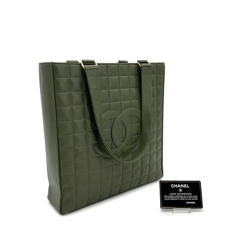 CHANEL VINTAGE COCOMARK CHOCOLATE BAR TOTE BAG KHAKI LAMB SKIN 90307378 - PURPOSE