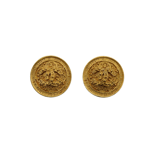 CHANEL VINTAGE EARRINGS ROUND COCOMARK GOLD ACCESSORY 94A 90307379 - PURPOSE