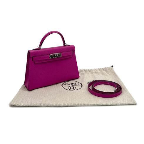 HERMES MINI KELLY 2 SELLIER MAGNOLIA VEAU EPSOM HAND SHOULDER BAG C PALLADIUM HARDWARE 90307382 - PURPOSE