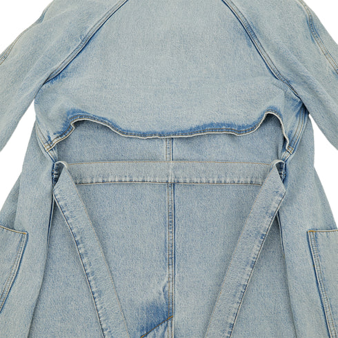 CHANEL COCO BUTTON DENIM TRENCH COAT BLUE GREEN TWEED 38 P72 RTW 90307386 - PURPOSE